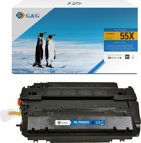 Cartus Toner G&G compatibil cu HP CE255X, 12500 pag, black