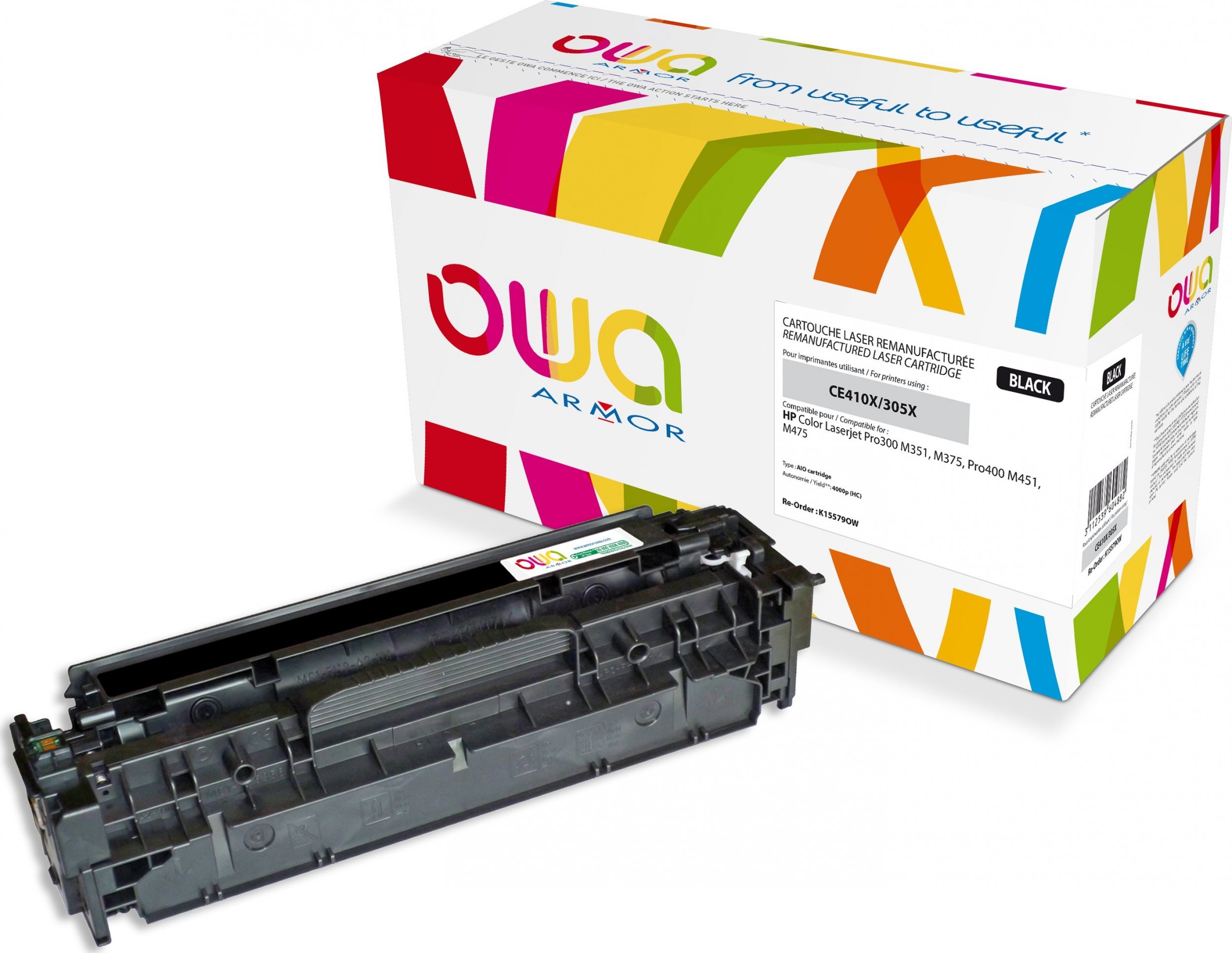 Toner OWA Armor Armor - High Capacity - black - Toner cartridge (Alternative for: HP CE410X) - for LaserJet Pro 300 color M351a, 300 color MFP M375nw, 400 color M451, 400 color MFP M475 (K15579OW)