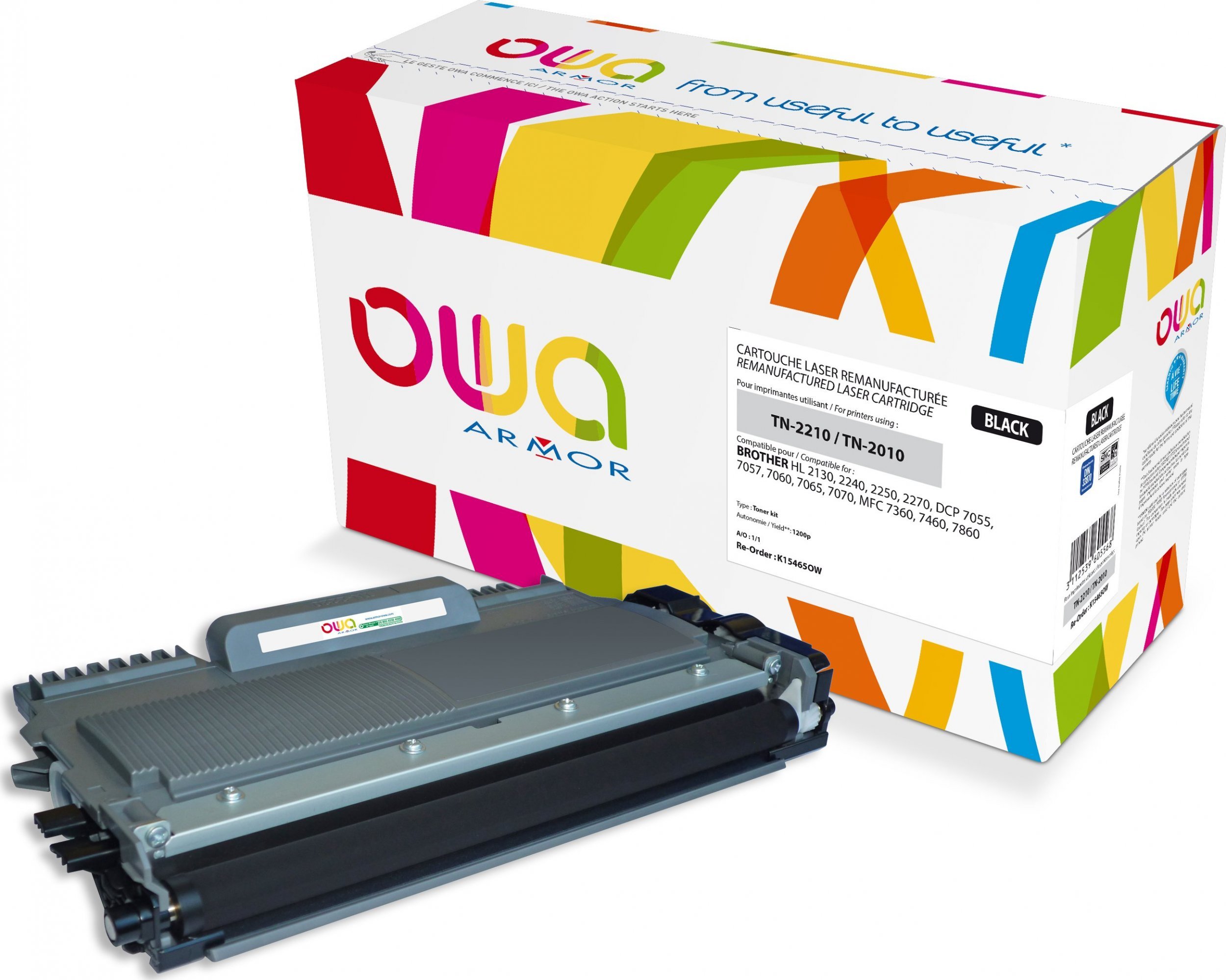 Toner OWA Armor Armor OWA - Black - Remanufactured - Toner Cartridge (Alternative to: Brother TN2210) - for Brother DCP-7060, 7065, 7070, HL-2240, 2250, 2270, MFC-7360, 7460, 7860, FAX-2840, 2940 (K15465OW)