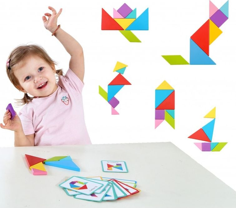 Tooky Toy TOOKY TOY Puzzle din lemn Puzzle magnetic Tangram
