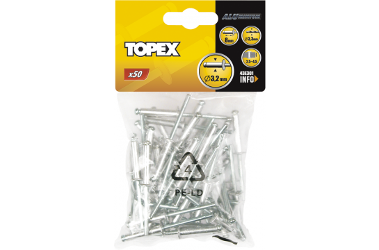 Nituri Topex aluminiu 4.0x18mm 50 buc (43E405)