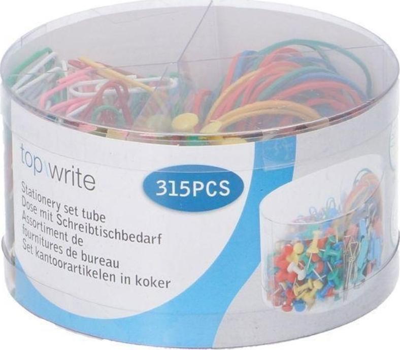 Topwrite Topwrite - Un set de accesorii cleme, ace, radiere într-un recipient practic de 315 buc.