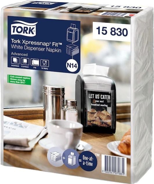 Tork Tork Xpressnap Fit - Servetele distribuitoare, N14, 2 straturi, avansat - Alb
