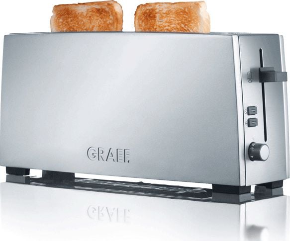 Prajitor de paine Graef, TO90, pentru baghete si felii de paine, cu atasament pentru chifle inclus, grad de rumenire ajustabil, functie dezghetare, argintiu