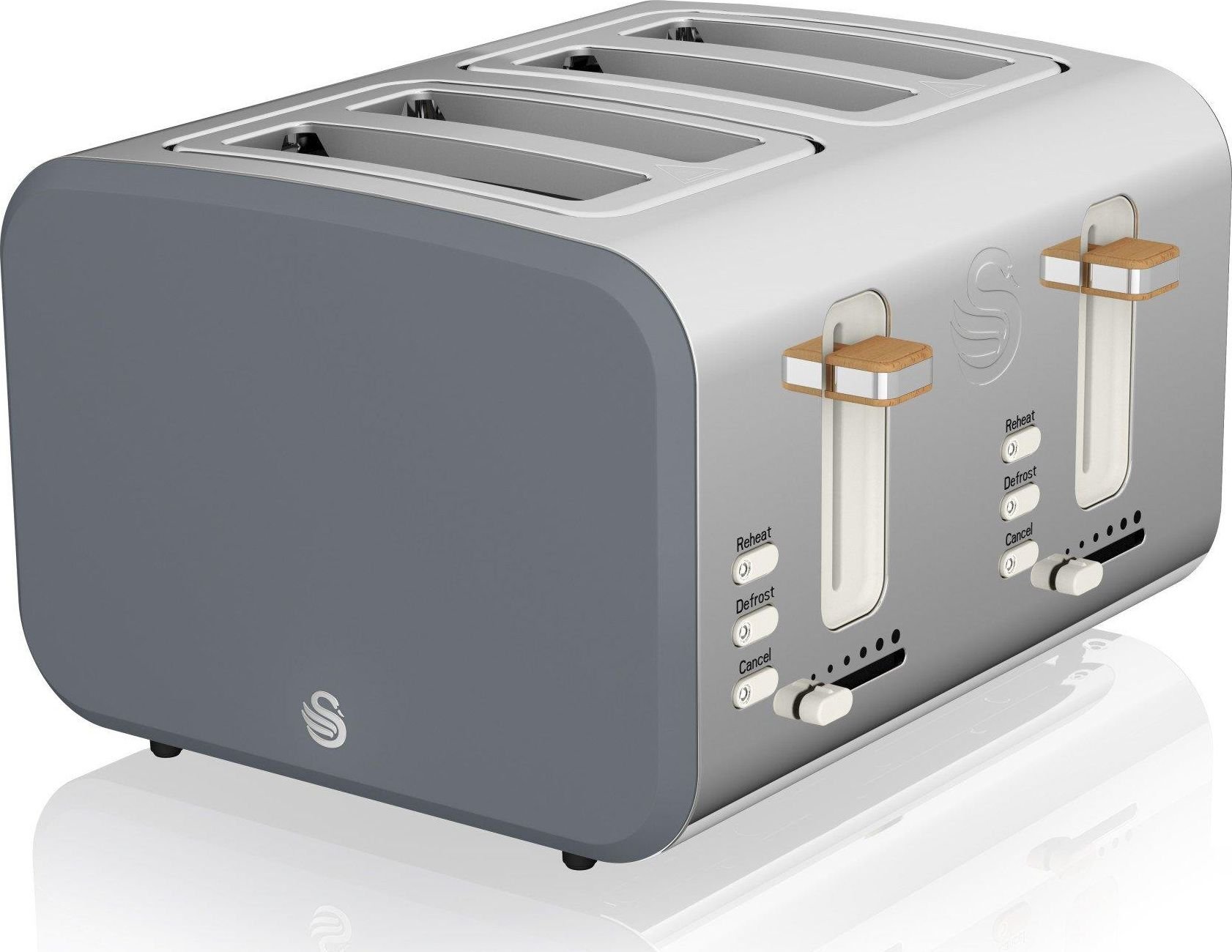 Prajitor de paine Swan Nordic Toaster ST14620GRYN, Soft Touch, 4 Felii, Putere 1500 W, Functie dezghetare