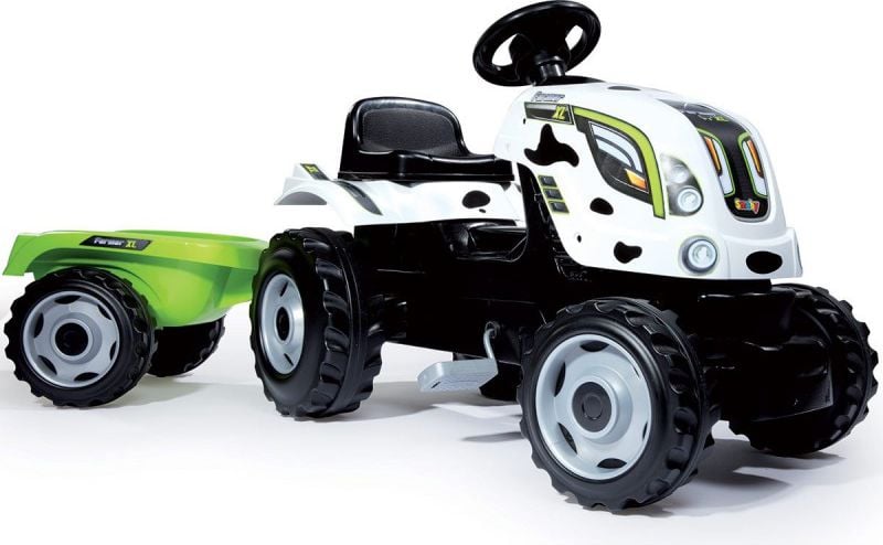 Tractor cu pedale si remorca Smoby Farmer XL, vacuta