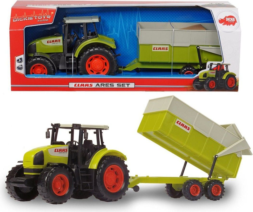 Tractor Dickie Toys Claas Ares cu Remorca