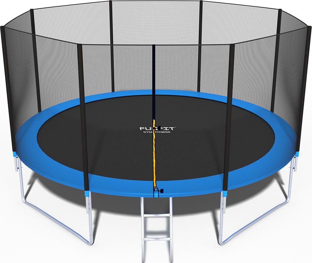 Trambulina FunFit Mare pentru Copii si Adulti, Diametru 435cm 14FT, Scarita Inclusa, Capacitate 180kg, Plasa Laterala cu Fermoar