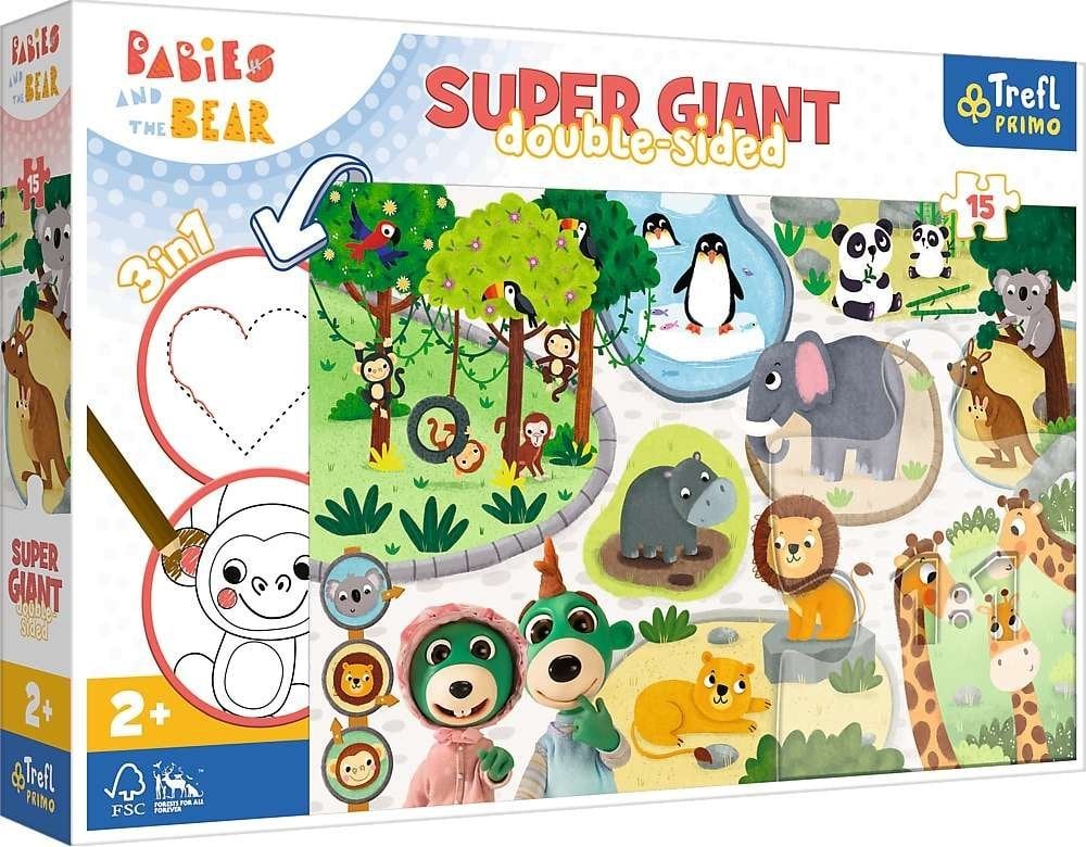 Trefl Primo Puzzle Giant 3in1 15 piese Baby in the Zoo