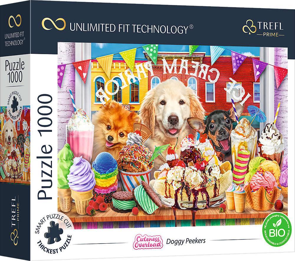 Trefl Puzzle 1000 Doggy Peekers Tehnologie de potrivire nelimitată