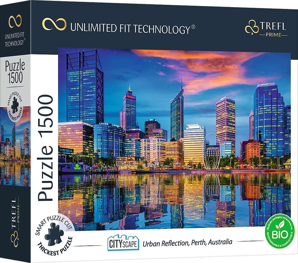 Trefl Puzzle 1500 reflecție urbană din Perth, Australia Tehnologie de potrivire nelimitată