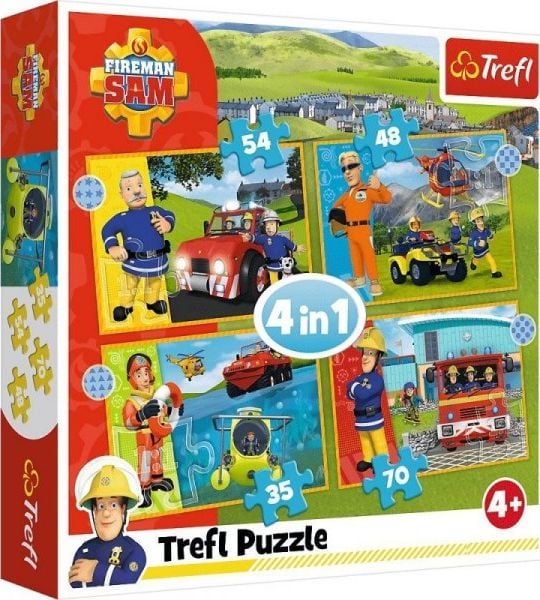 Puzzle Trefl 4in1 Pompierul Sam – Curajosul Sam, 207piese