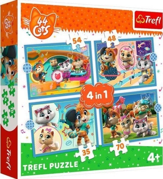 Trefl PUZZLE 4IN1 TREFL CAT'S FALL PUD