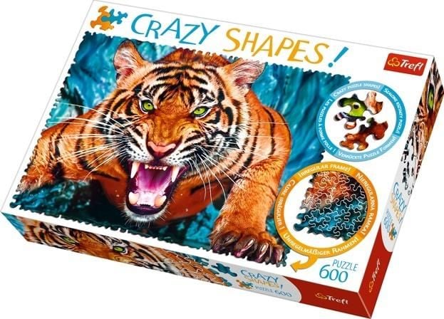 Trefl Puzzle 600 de piese Crazy Shapes - Ochi în ochi cu un tigru