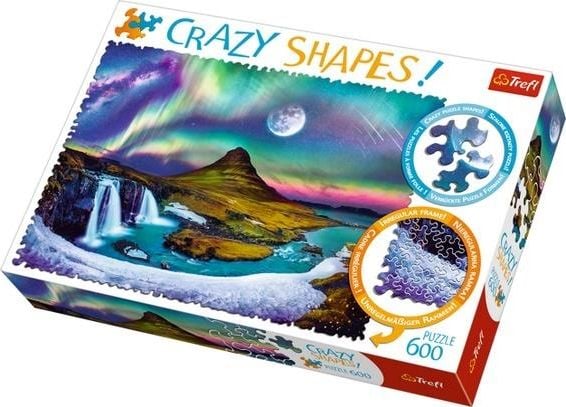 Trefl Puzzle 600 piese Crazy Shapes - Aurora peste Islanda