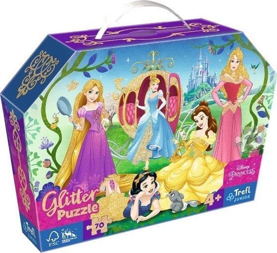 Trefl Puzzle 70 de piese cu sclipici într-o cutie Merry Princess Princess 53017 Trefl