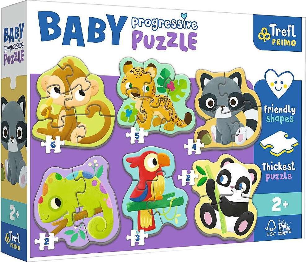 Trefl Puzzle Baby Progressive Set 6in1 Animale exotice 22 elemente