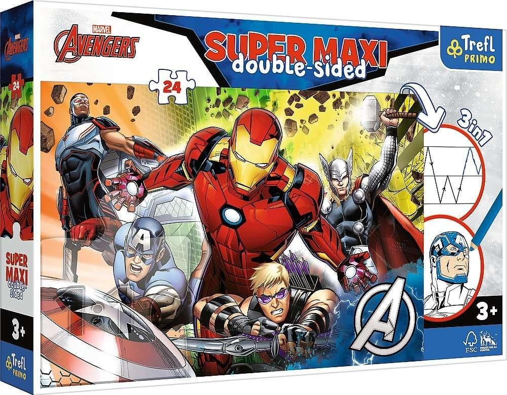 Trefl Puzzle cu două fețe 24 elemente Super Maxi Strong Avengers 3in1