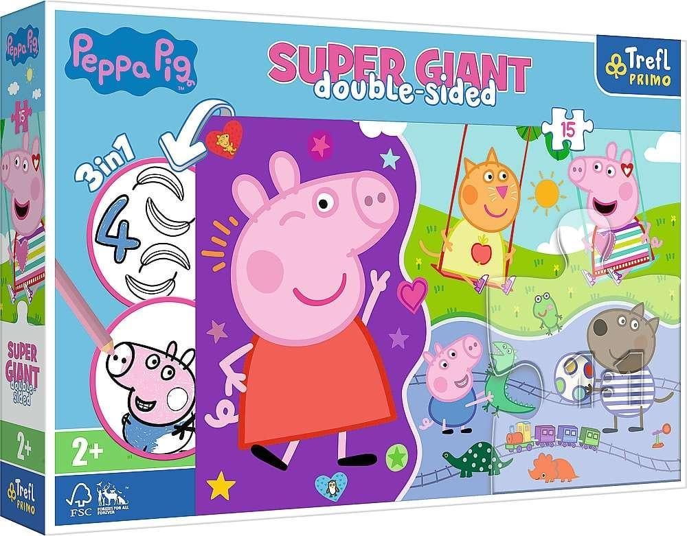 Trefl Puzzle Giant 3in1 15 elemente Faceți cunoștință cu vesela Peppa Pig