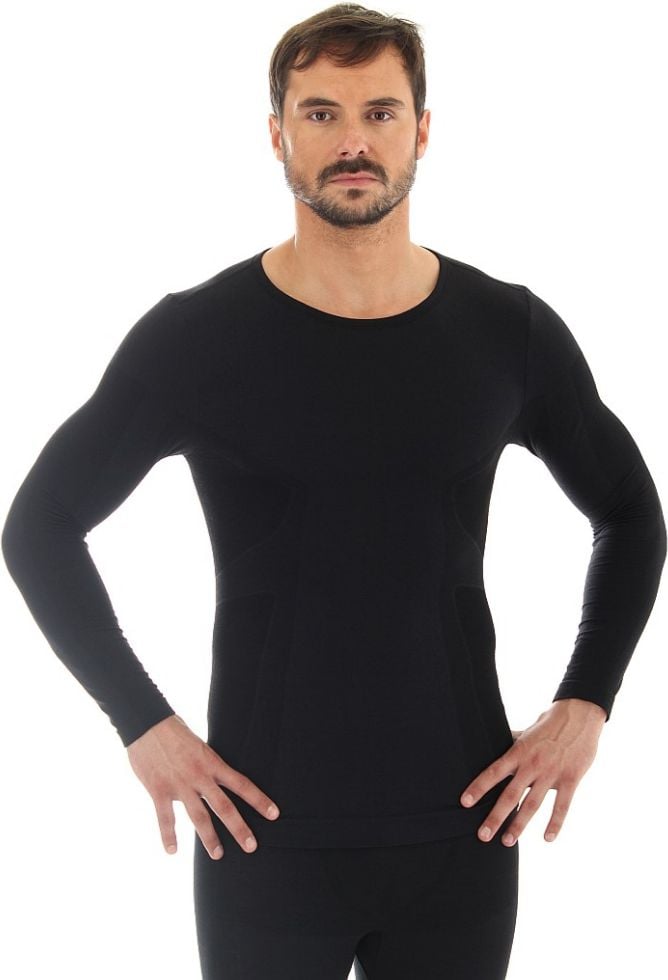 Tricou bărbătesc cu mânecă lungă Brubeck COMFORT WOOL negru s. M (LS11600)