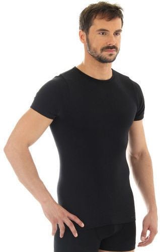 Tricou cu mânecă scurtă pentru bărbați Brubeck COMFORT WOOL negru M (SS11030)