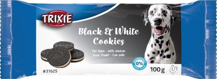Trixie Biscuiți alb-negru, prăjituri pentru câini, pui, 4 cm, 4 buc/100 g
