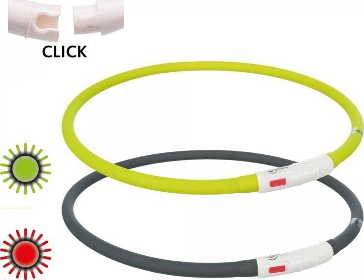 Banda luminoasă pentru câini Trixie USB, verde, silicon, XS–XL: 70 cm/ 10 mm,