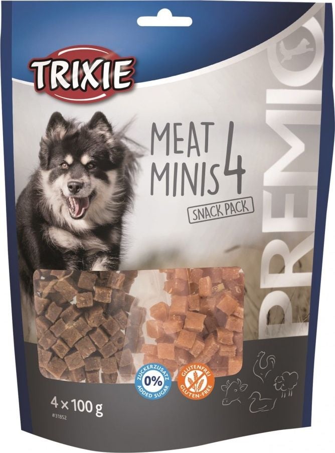 Trixie Przysmaki PREMIO 4 Carne Minis, pui, rață, vită, miel, 4 × 100 g