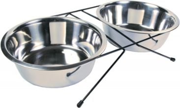 Set Trixie 2 castroane din inox cu suport 2 × 2.8 l/ø24 cm 24834