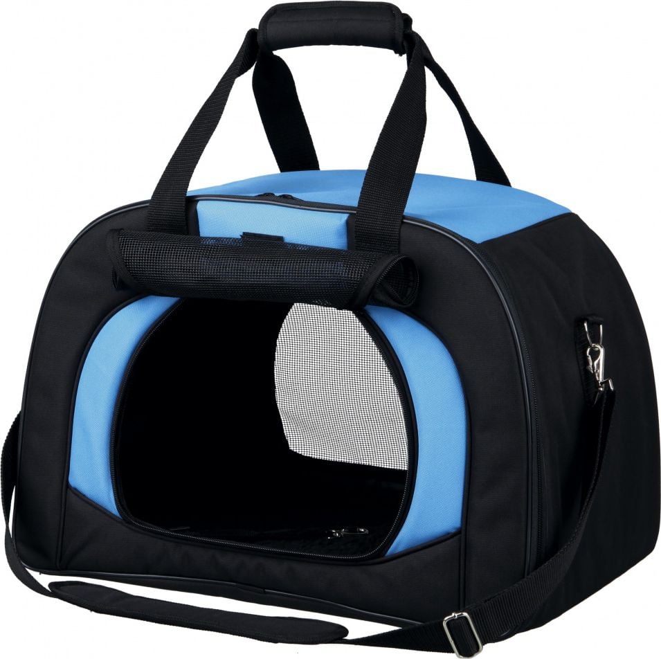 Geanta de transport animale Trixie Kilian, max. 6kg, 48x31x32 cm, Negru/Albastru