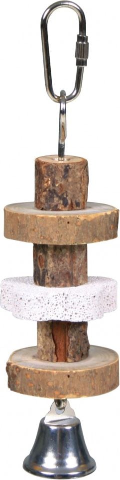 Jucarie Trixie din lemn si piatra de lava pentru pasari 16 cm 58951