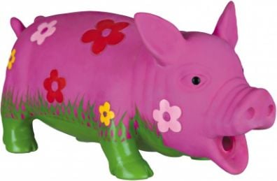 Jucarie Trixie porc cu floare 20 cm cu sunet 35185