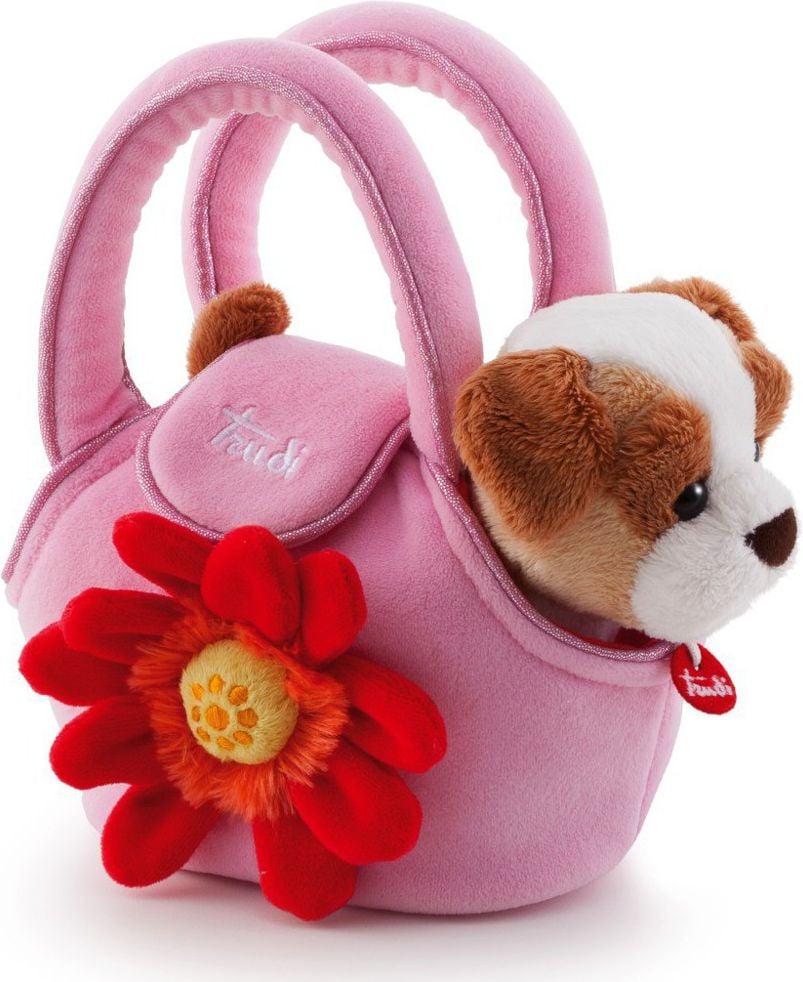 Câine Trudi într-o pungă roz cu o floare (29728)