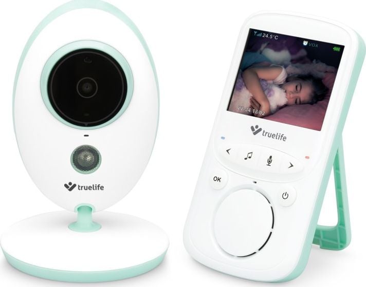 Monitoare video bebelusi - Monitor pentru bebelusi TrueLife Baby V24,bidirecțional, 300 m,baterie-rețea,
alb,Fără fir