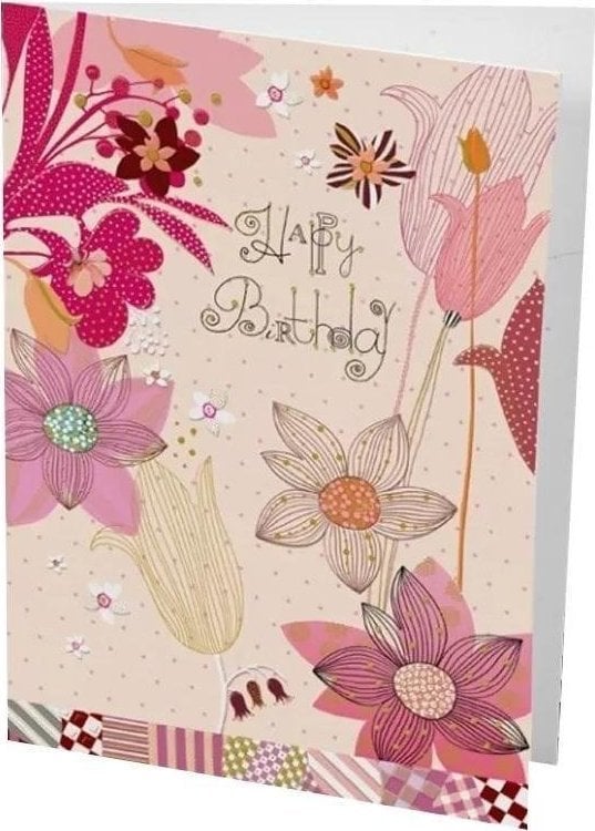 Card Turnowsky B6 + plic Ziua de nastere Flori roz