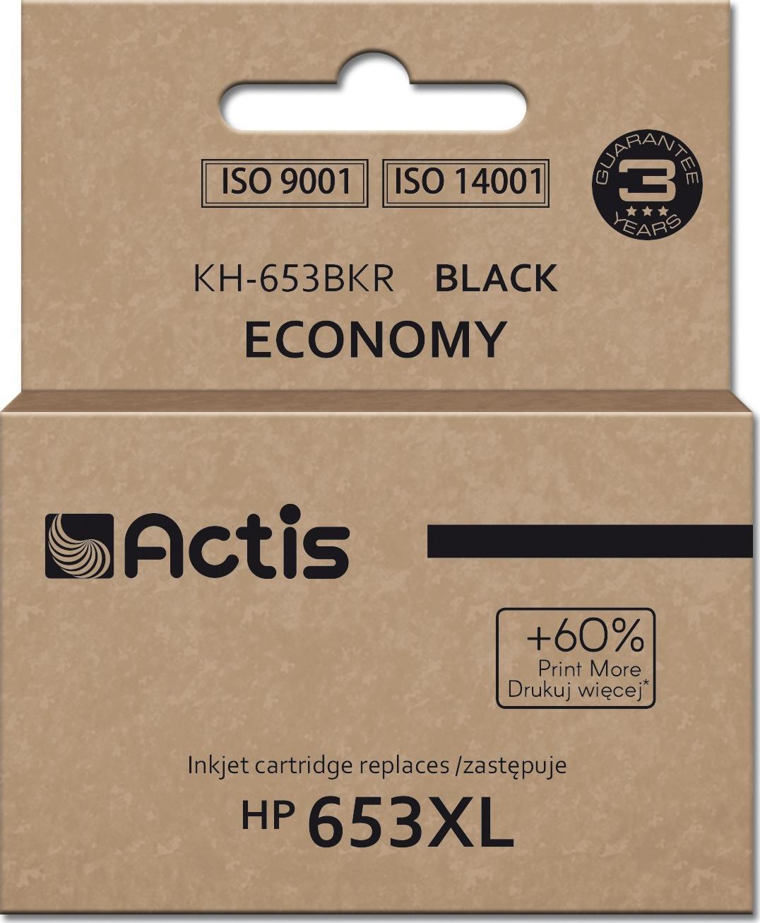 Cerneală Actis Cerneală Actis KH-653BKR (înlocuitor HP 653XL 3YM75AE; Premium; 20 ml; 575 pagini; negru)