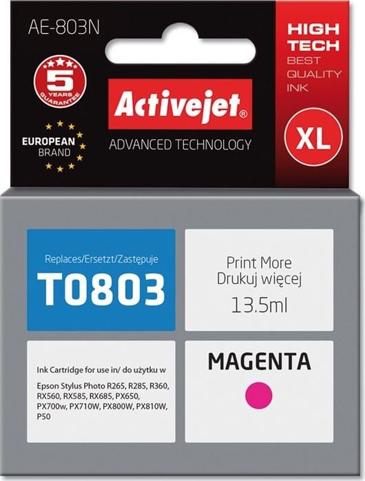 Cerneală Activejet Cerneală Activejet Activejet AE-803N (înlocuire Epson T0803; Supreme; 13,5 ml; roșu)