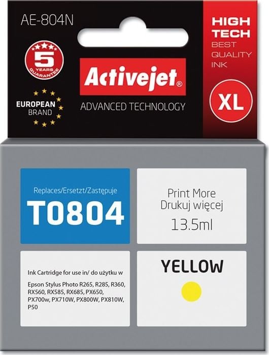 Cerneală Activejet Cerneală Activejet Activejet AE-804N (înlocuire Epson T0804; Supreme; 13,5 ml; galben)