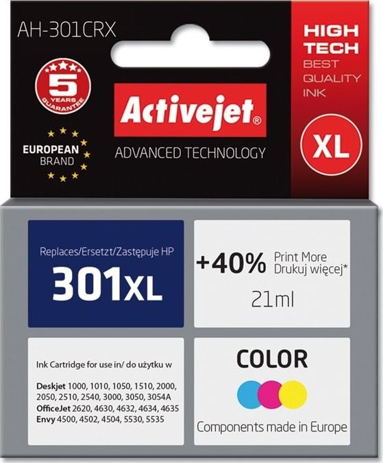 Cerneală Activejet Cerneală Activejet Activejet AH-301CRX (de înlocuire HP 301XL CH564EE; Premium; 21 ml; culoare)