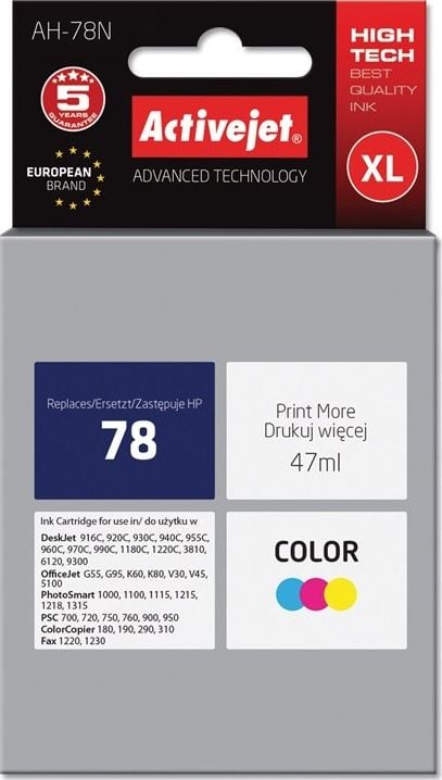 Cerneală Activejet Cerneală Activejet Activejet AH-78N (de înlocuire HP 78 C6578D; Supreme; 47 ml; culoare)