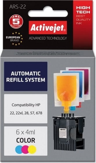 Tusz Activejet System uzupełnień Activejet ARS-22 (zamiennik HP22, HP 28, HP 57 6 x 4 ml kolor)