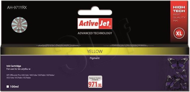 Cartus compatibil HP 971 XL Yellow pentru HP CN628AE, 100 ml, Premium Activejet, Garantie 5 ani