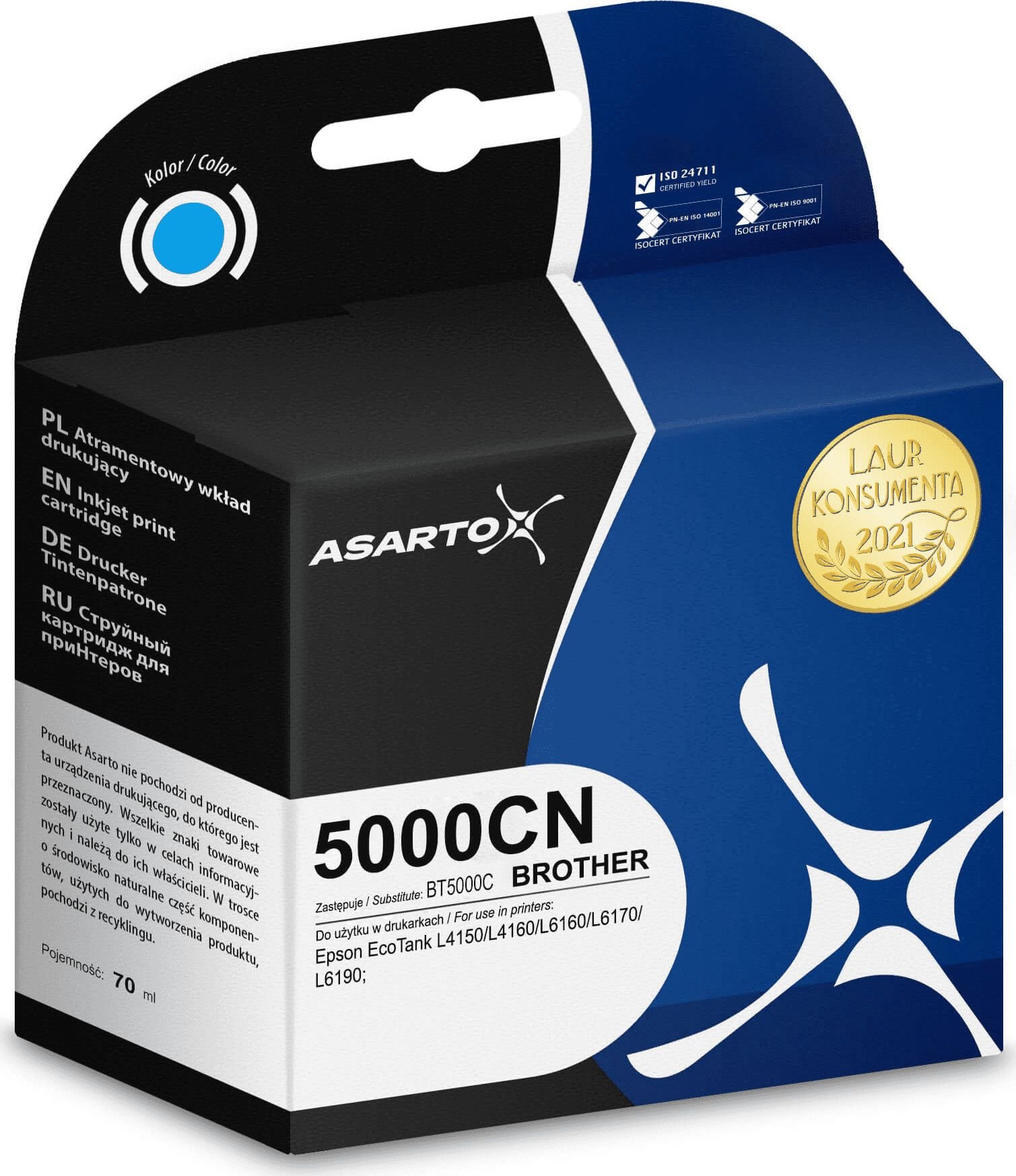 Cerneală Asarto Cerneală Asarto pentru Brother 5000CN | BT5000C | 100 ml | cyan