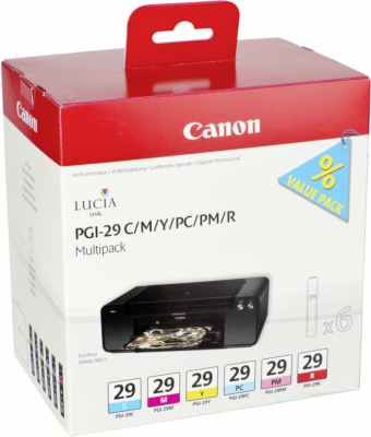 Cartuș de cerneală Canon PGI29 MBK/PBK/DGY/GY/LGY/CO Pachet multiplu (4868B018)