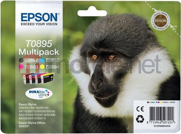 Set Epson T0895 CMYK MultiPack DURABrite | Stylus SX100