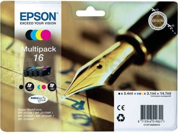 Set de cerneală Epson T1626 (C13T16264010) Pachet multiplu (CMYK)