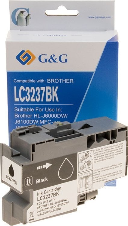 G&G Cerneală/cerneală compatibilă G&G cu LC-3237BK, neagră, 3000s, NP-B-03237BK, pentru Brother MFC-J5945DW, MFC-J6945DW, MFC-J6947DW