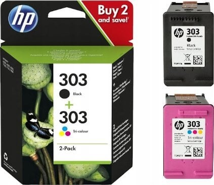 Tusz HP HP 303 Combo Pack - 2 Pack - Black, Dye Based Tri-Color - Original Ink Cartridge - for Envy Photo 6220, Photo 6230, Photo 7134