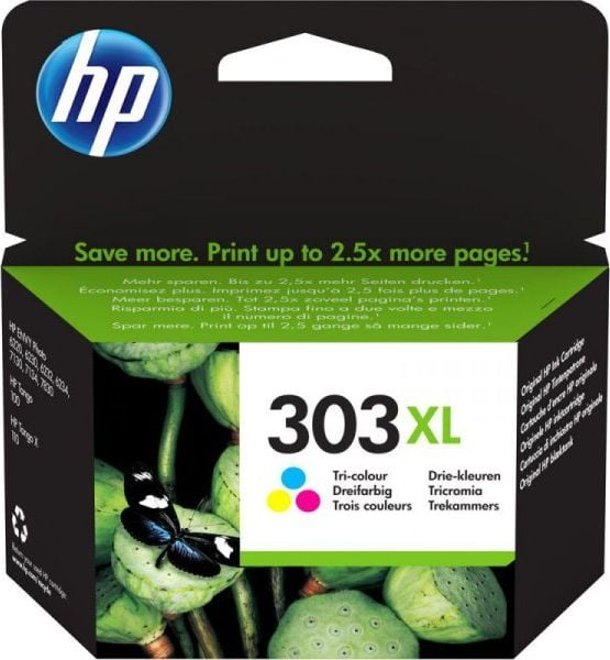 Cartuș de cerneală HP HP 303XL - 10 ml - Acoperire mare - tricolor pe bază de colorant - Cartuș de cerneală original - pentru Envy Photo 6220, Photo 6230, Photo 6255, Photo 7134, Photo 7155, Photo 7855 (T6N03AE # 301)