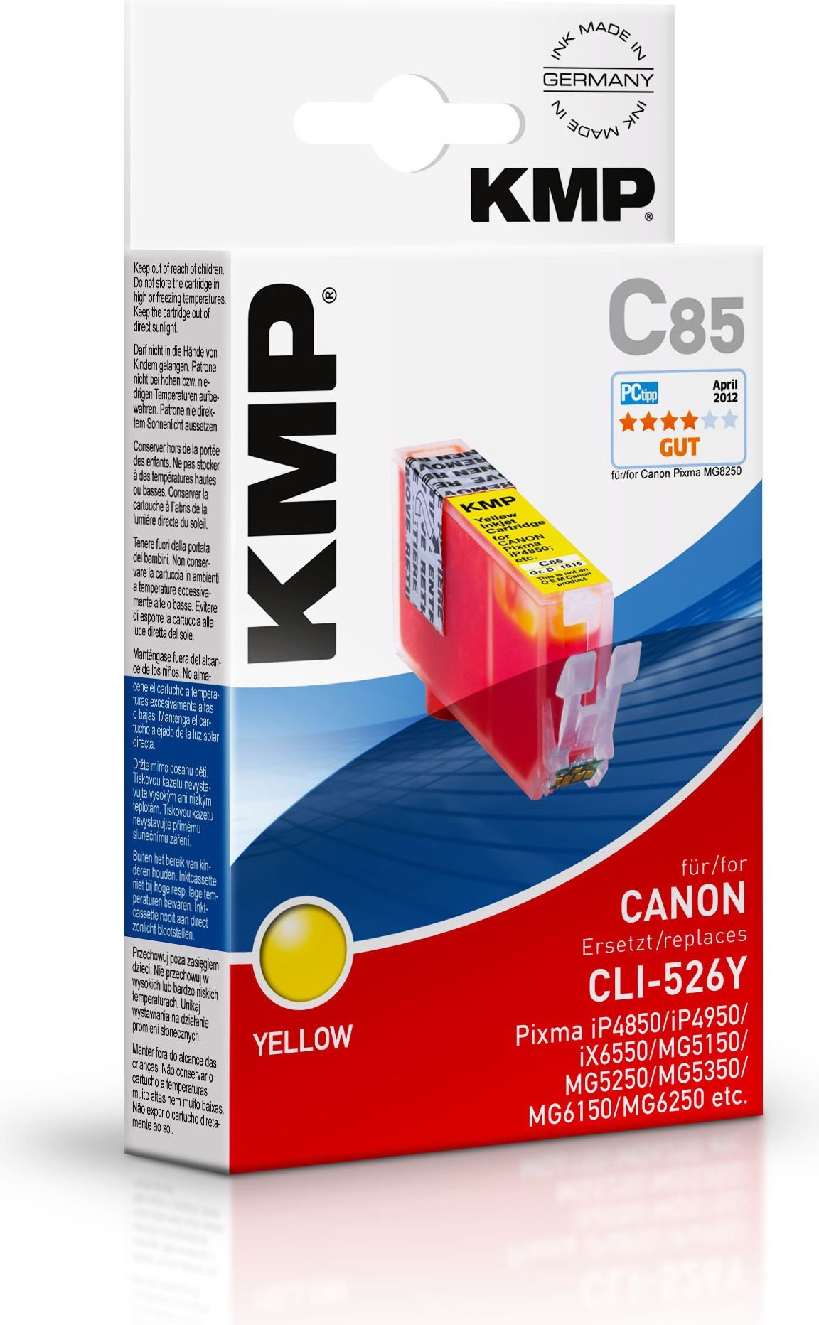 Cartuș de cerneală KMP C85 Cerneală galbenă pentru Canon CLI-526 Y (1515.0009)